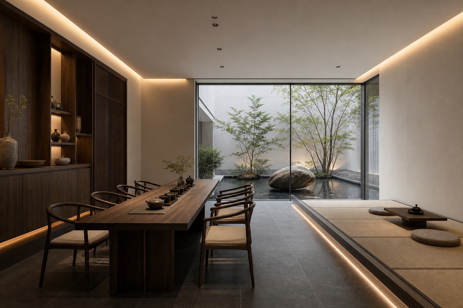 遵义会所 · 茶室水院 — 方案效果图
